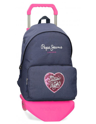 MOCHILA ADAP.42CM. C/CARRO PJL BRIGHT MARINO